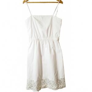 NWOT MIGUELINA 100% Cotton Lightweight Summer Dress White Dress Embroidered Hem
